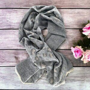 Jack & Missy Super Soft Soho Blanket Scarf Gray/Pink Leopard Pattern Wrap